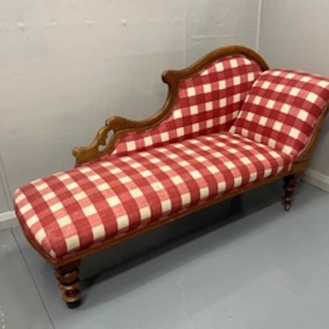 Late 19th Century Chaise Longue reupholstered