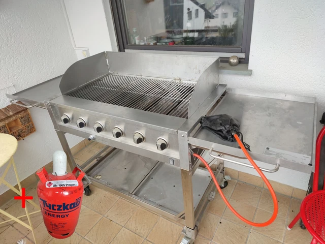 METRO 6-Brenner Edelstahl Gasgrill +Gasflasche, gereinigt, Lieferung Umkreis mgl