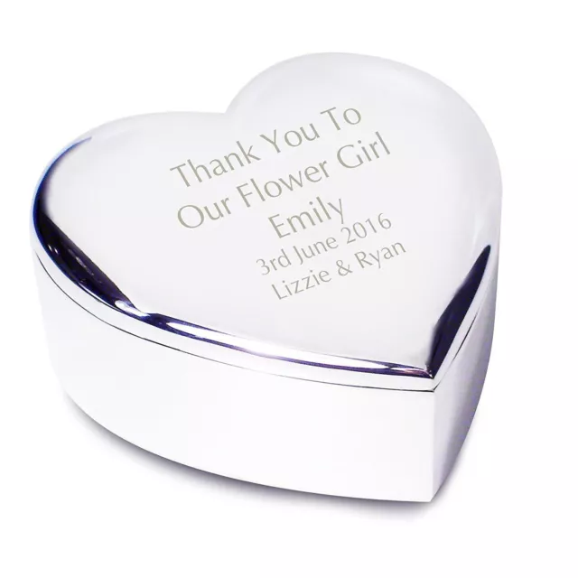 Personalised Engraved Flower Girl Heart Trinket - Wedding, Thank You, Daughter