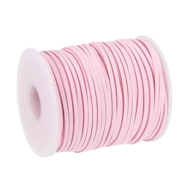49.21 Yard 2.6mm Flat Leather Cord Suede String for DIY Crafts Light Pink 1Roll