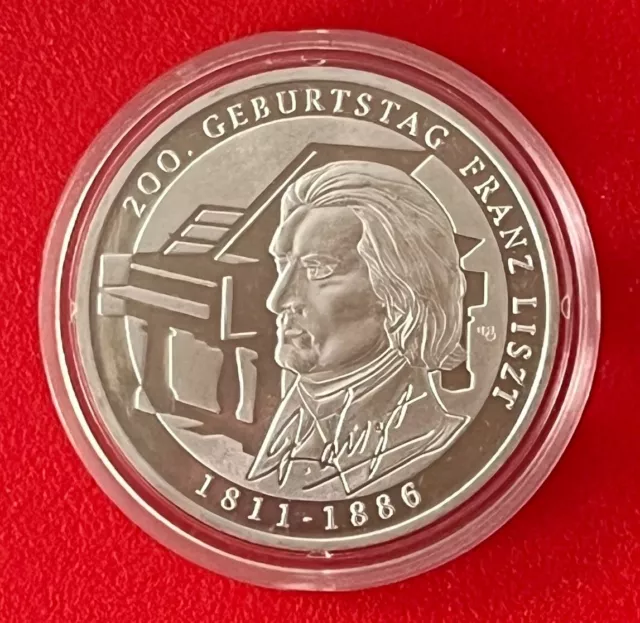 10 Euro Silbermünze - 200. Geburtstag Franz Liszt - Kapsel, unzirkuliert