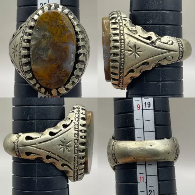 Wonderful Ancient Roman antique Silver Ring With Old Yemeni Aqeeq Agate Stone