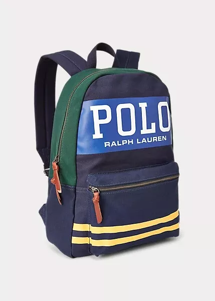 Ralph Lauren POLO Canvas Rucksack Backpack Travel One Size Bag NAVY RRP $240