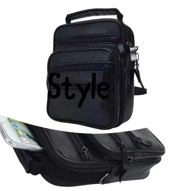Leather Shoulder Bags Black Men's Messenger Cross Body Small Women's Side Bag