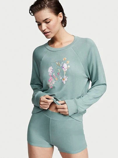 Victoria Secret Pajama Set L/S SHIRT TEE SHORTS MODAL SMALL S NWT LOUNGE