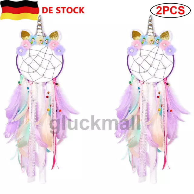 2pcs Traumfänger Bunte Handgemachte Federn Traumfänger Dream Catcher für Kinder