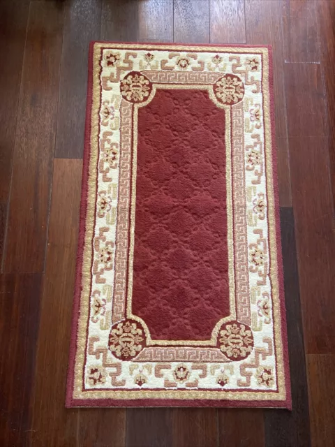 Ancien Beau Tapis Rectangulaire Avec Motifs Géométriques De Passage Couloir