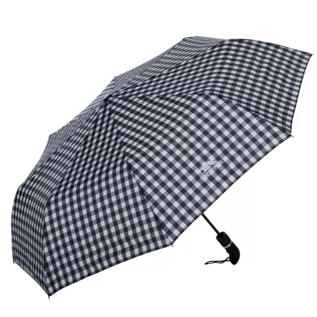 Trespass Compact Umbrella Check Pattern Button Release to Open Brolli