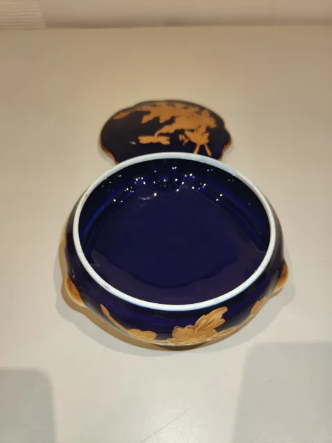 Boîte A Bijoux Ou Bonbonnière En Porcelaine De Limoges Bleu Nuit 3