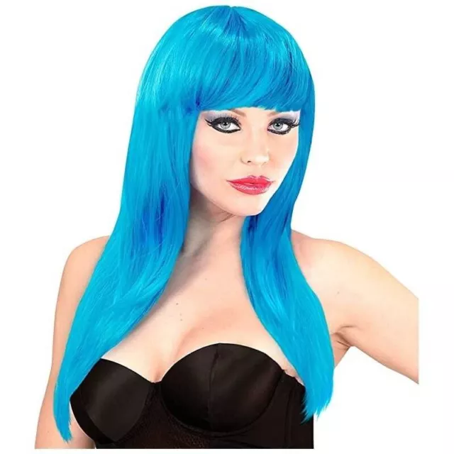 Parrucca azzurra con frangietta travestimento carnevale halloween