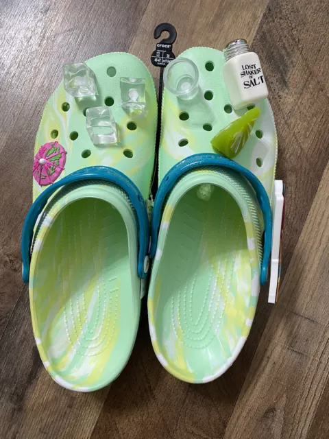 RARE Crocs X Margaritaville Green Slip On Clogs Jimmy Buffett New Salt Womens 12