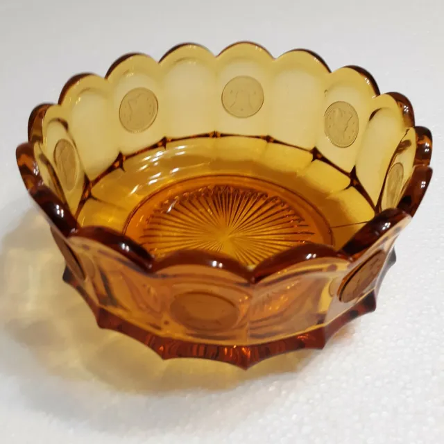 Vintage Amber Fostoria Glass 7" Round Coin Dish Footed Bowl #179