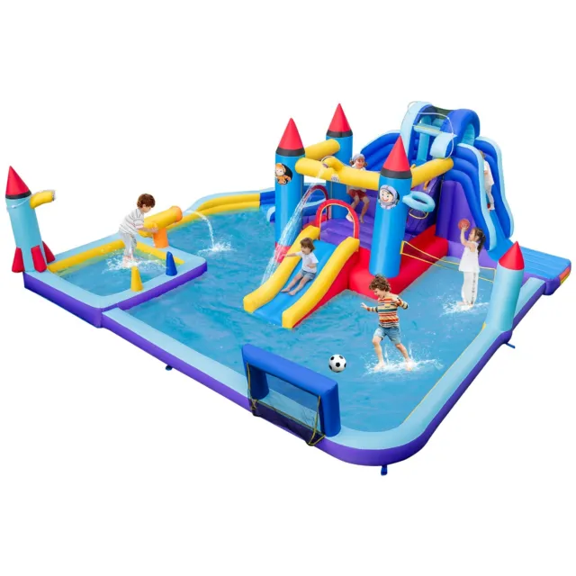 Inflatable Bouncy Castle Water Park Kids Jumping House Double W/ 2 Water Slides