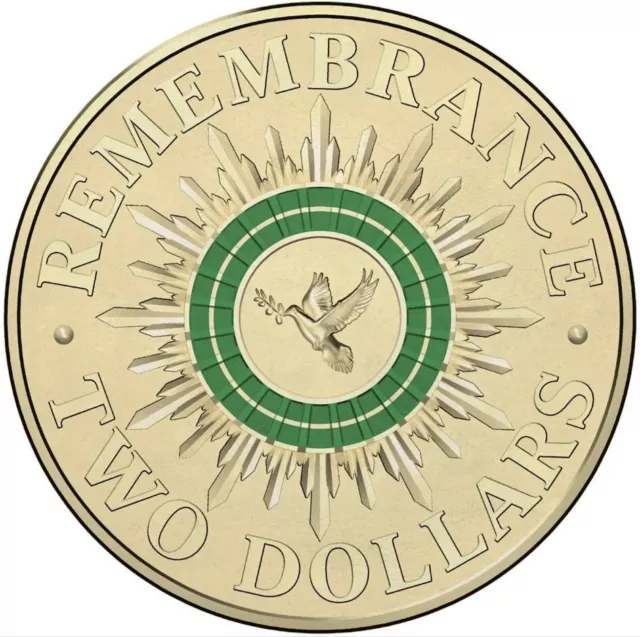 2014 $2 Green Dove Australian Two Dollar Coloured Coin Queen Low Mint Rare Circ