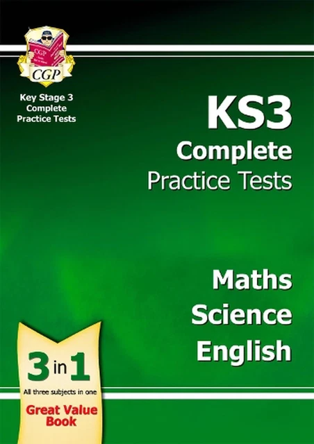 KS3 COMPLETE PRACTICE Tests - Maths, Science & English by CGP Books ...