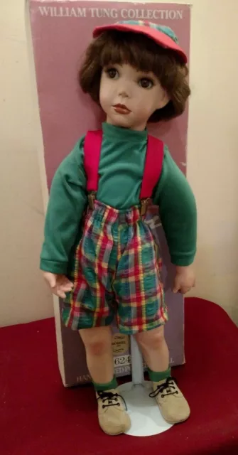 William Tung Collection Bobbie Tomboy Porcelain Doll 23" Tuss Distressed Box  ✞