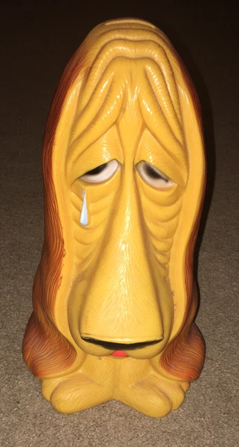 Vintage 1971 Yellow Basset Hound Sad Dog Plastic Piggy Bank by My Toy Inc