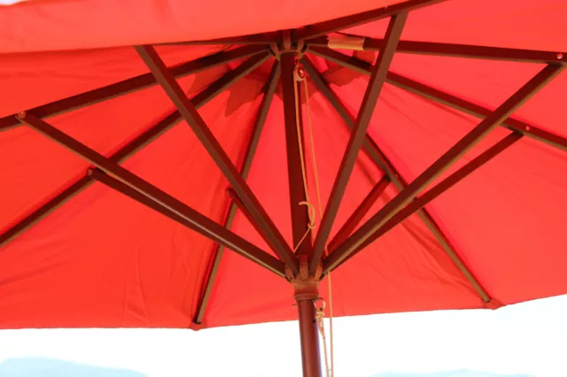 9 foot Classic Wood Umbrella Eucalyptus Pole UV Protection Patio Garden 2