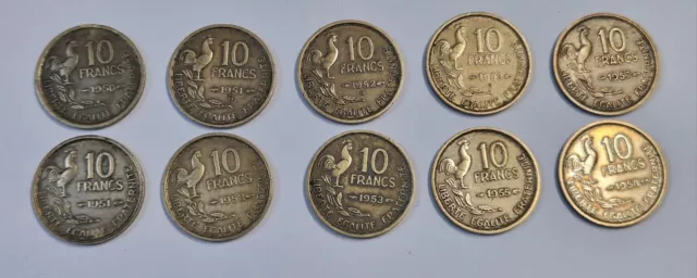 10  pièces de 10 francs Guiraud 1950-1958