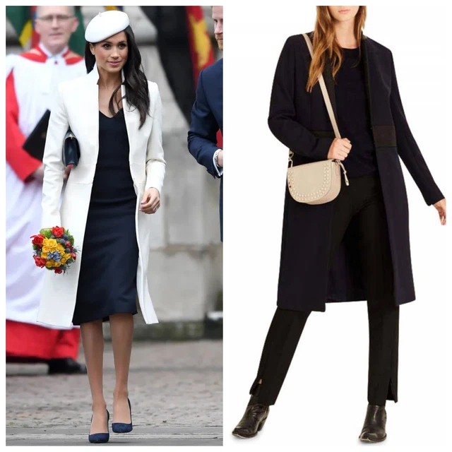 RARE Amanda Wakeley Midnight Blue Crombie Tailored Crepe Coat BNWT UK6 £895 ASO