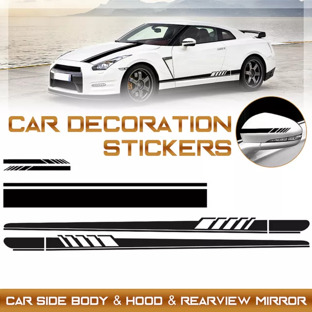 5pcs Universal Car Side Body Stripe Sticker DIY Decal Trim Hood Rear V
