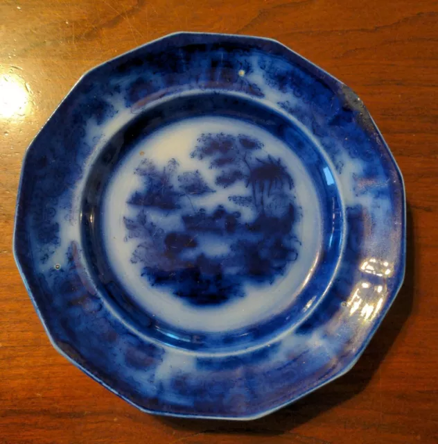 Heath Tonquin Flow Blue Transfer Ironstone Staffordshire Plate as is