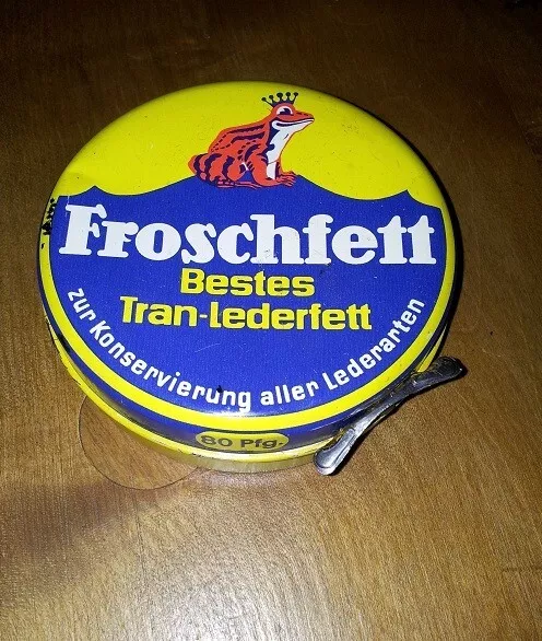 Alte Erdal Froschfett Dose Rar!  Tran- Lederfett 60er 70er Jahre