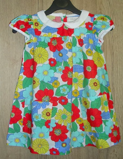 Little Bird Girls Red Yellow Floral Organic Cotton Dress Age 18-24 Months