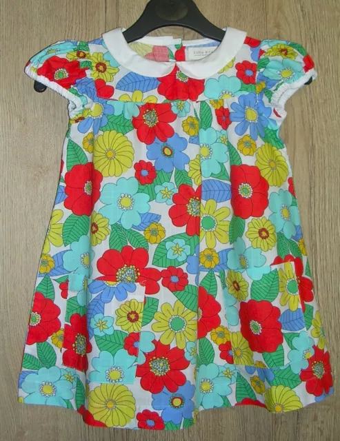 Little Bird Mädchen rot gelb Blumenmuster Bio Baumwolle Kleid Alter 18-24 Monate