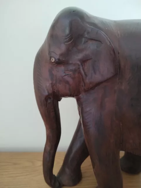 Large Hand Carved Elephant Wood Sculpture