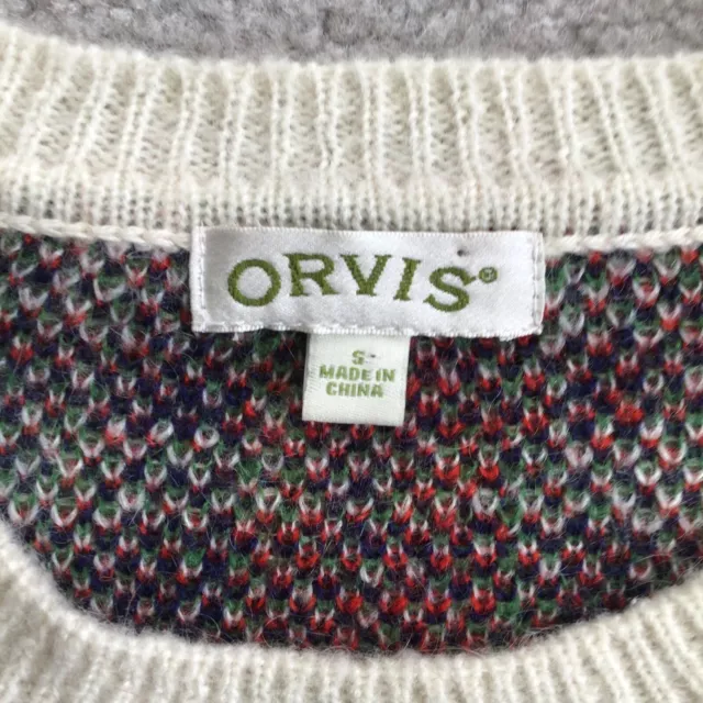 ORVIS MOHAIR WOOL Blend Multicolor Plaid Crew Neck Sweater Womens Size ...