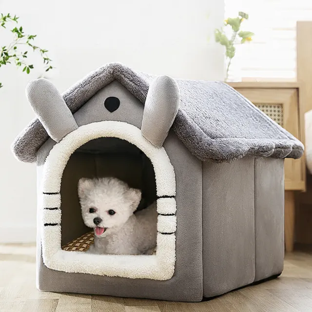 Cat Pet Dog Warm House Cave Beds for Indoor Cats Cozy Wool Igloo Nest Kennel