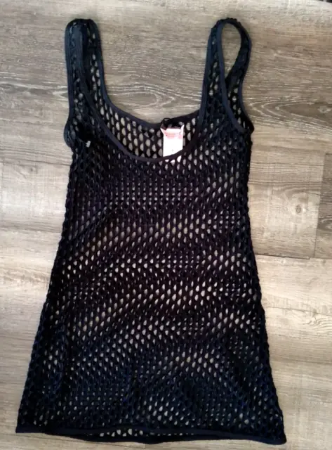 New Juicy Couture Black MESH Swimsuit Cover Up Beach Dress Rare XS P
