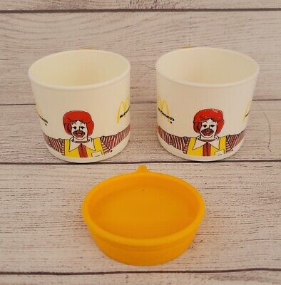 2 Vintage 1983 McDonalds Ronald McDonald Plastic Cup Mug Whirley Industries