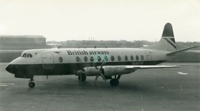Real photo - British Airways - Vickers Viscount, G-AOYN. Leeds - Bradford  1974