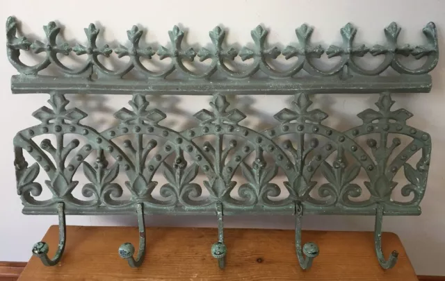 Vtg Antique Victorian Style Cast Iron Garden Home Decor Wall Mount Coat Hooks