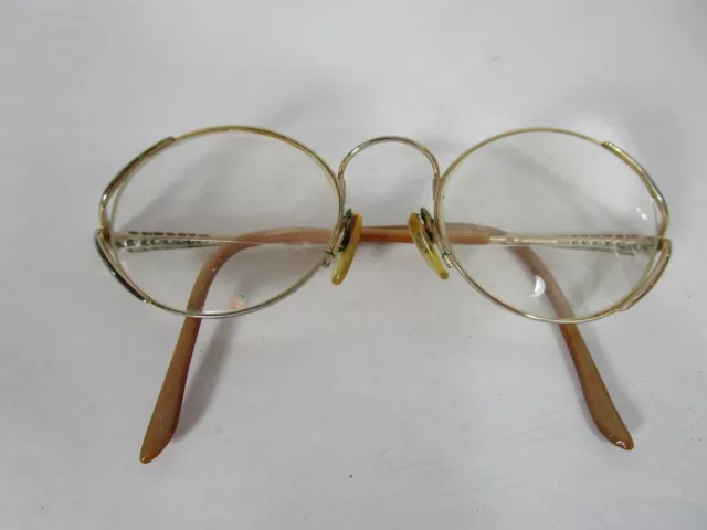 Vintage Metal Frame Glasses Trifocal Gold Metal Trim Fleur de Lis