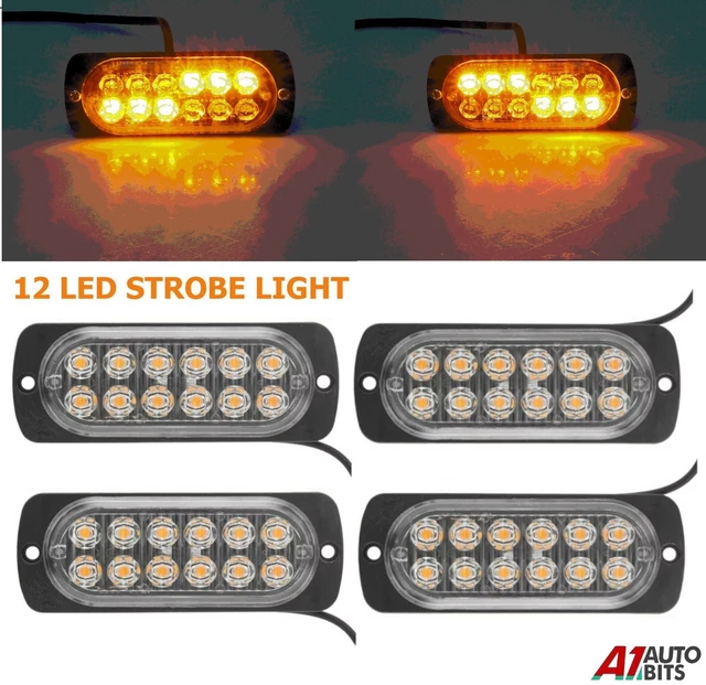 4x 12 LED Ambra Recupero Strobo Lampeggiante Griglia Luce Auto - Foto 6