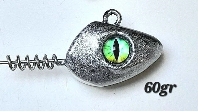 Pelagic Head 60gr Jigkopf Screw-in Spiral Jig Schraubkopf Stinger 3D Augen VMC
