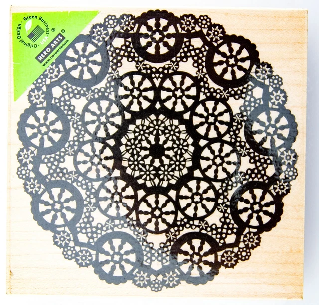 Hero Arts Rubber Stamp Circle Lace Doiley Medallion Kaleidoscope Design Retired
