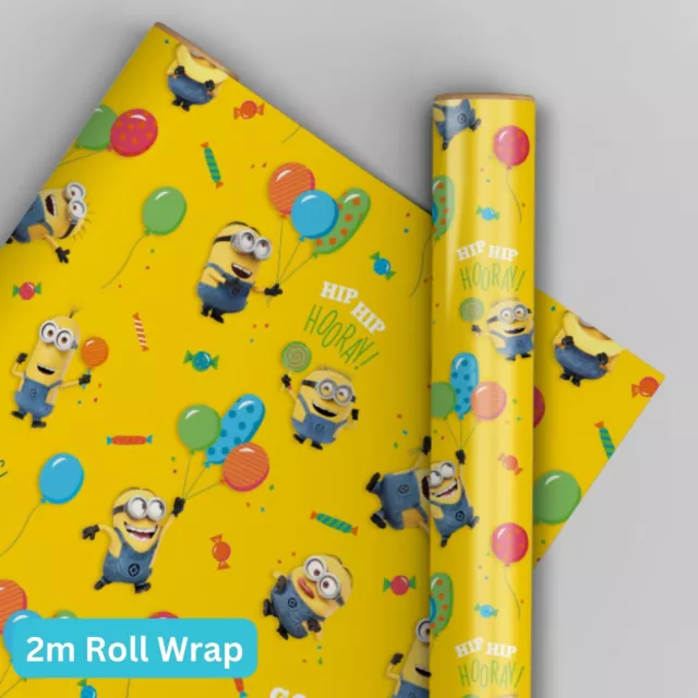 Birthday Wrapping Paper | Despicable Me Minions | 2m Roll Wrap | Kids Gift Wrap