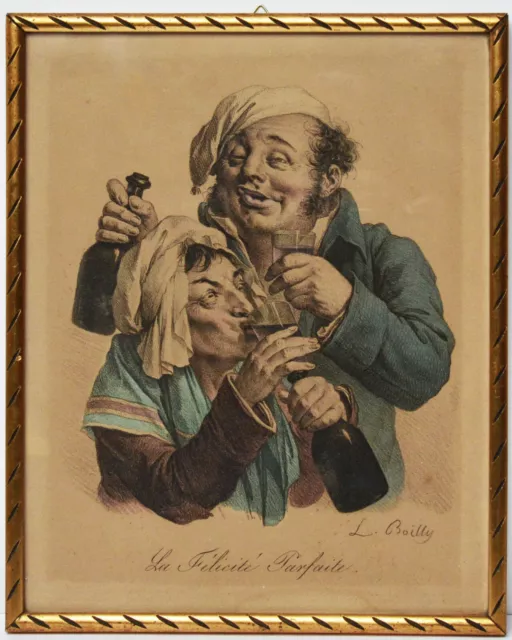 Lithographie koloriert Louis Leopold Boilly La Felicité Parfaite 29 x 23 cm