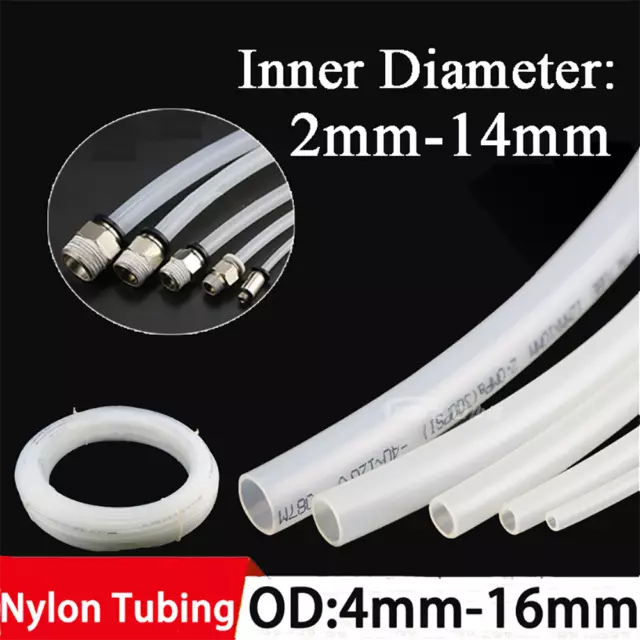 2mm-14mm ID White PA10 Rigid Tube Nylon Tubing- Pneumatic Air Pipe OD 4mm-16mm