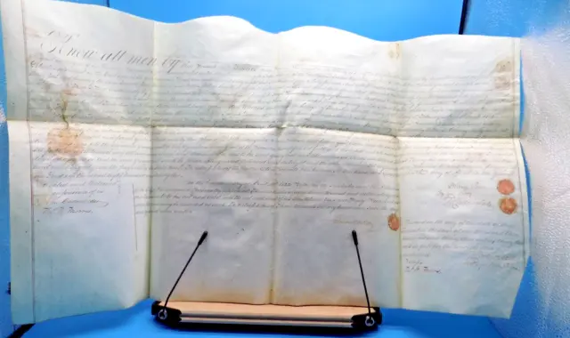 William Penn Family Philadelphia Deed 1822 Signed & Sealed Cadwalader / Morris