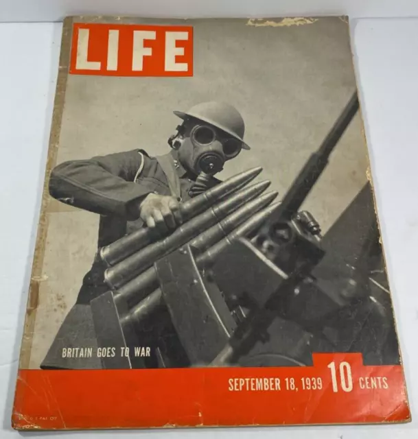 Life Magazine September 18, 1939 Britain Goes to War Submarines WWII FRENCH ARMY