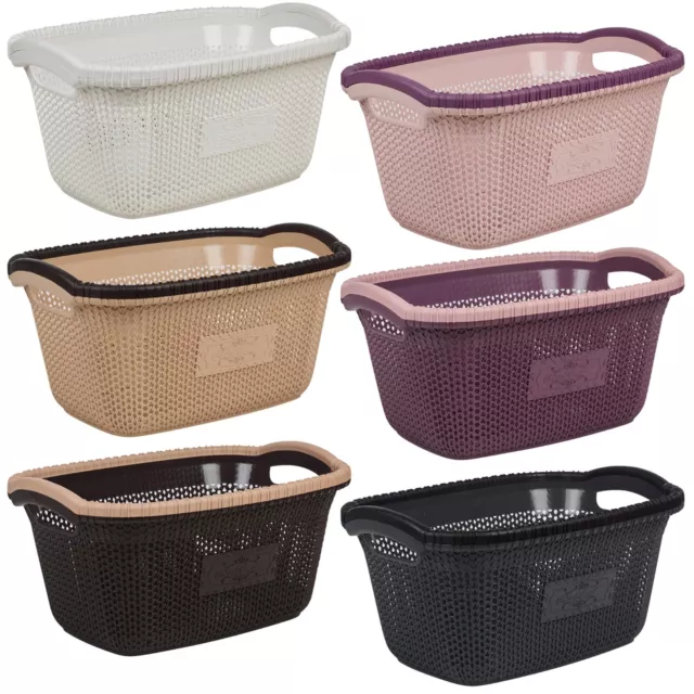 30/40L Violetta Plastic Rattan Laundry Clothes Basket Storage Hamper w/ Handles