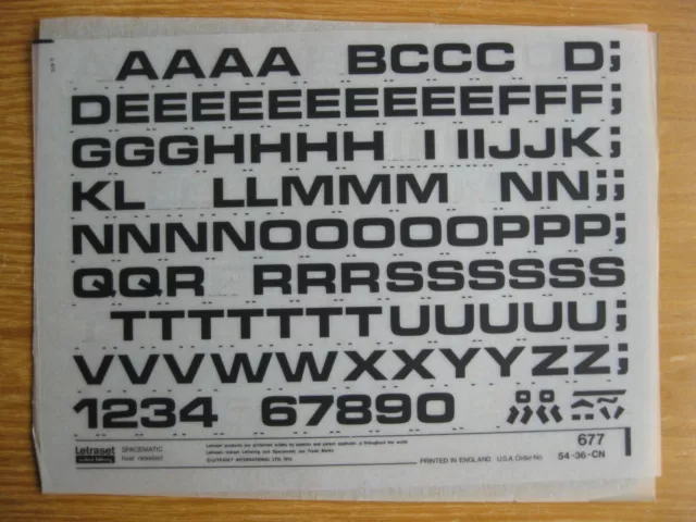 1/2 x Sheet Letraset  MICROGRAMMA BOLD EXTENDED 36pt 12.1mm Sheet 677   a(bb)