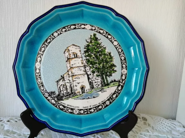 Ancienne Assiette Décorative Faïence Emaillée de LONGWY MONT-BONVILLERS