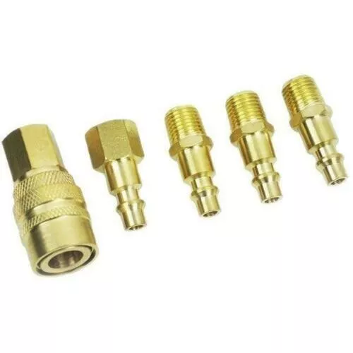 5Pc 1/4" Brass Coupler Set Male Female Air Line Hose Compressor Quick Connector