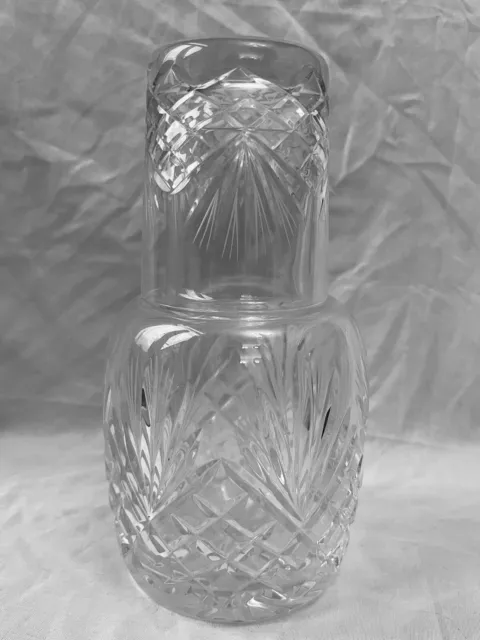 Cut Crystal Bedside Carafe w/ Matching Glass Tumbler, Stunning #2